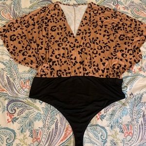 Sexy Leopard Draped Bodysuit- New w/o Tags